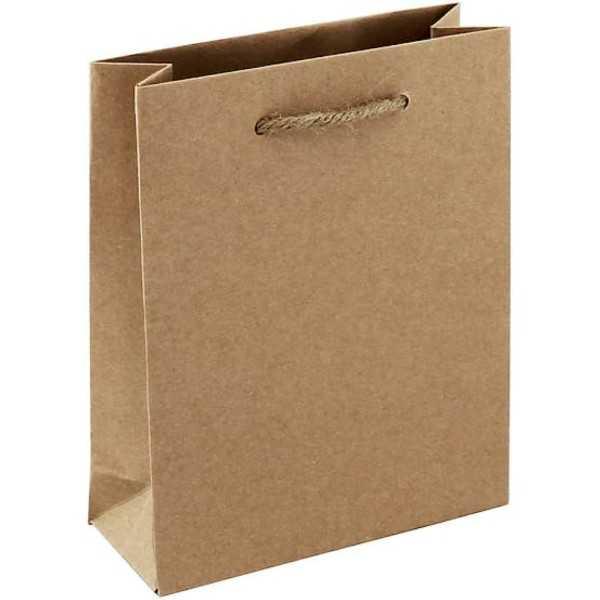 6 Bolsas de Papel Kraft Customizable 17x22x6cm.