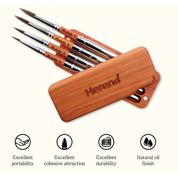 HEREND Set de Madera. 4 Pinceles Petit Gris