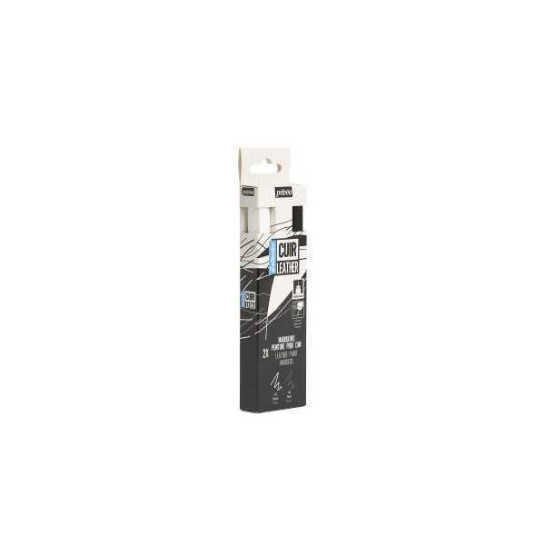 PEBEO SETACOLOR CUERO Set de Rotuladores Blanco y Negro para Piel
