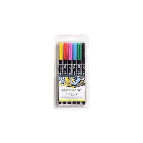 Rotuladores LYRA Aqua Brush Duo. Set de 6 Tonos Primarios