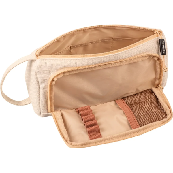 Estuche Vacío de Yute y Corcho con Bolsillos y Cremallera