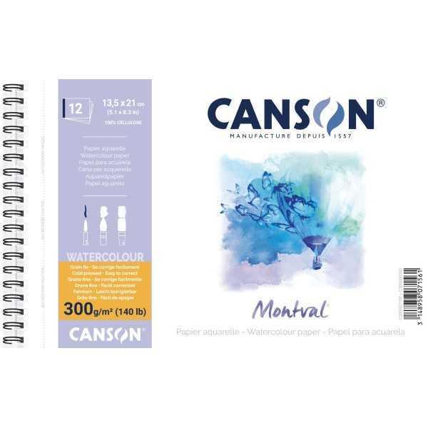 Canson Montval Bloc con Espiral para Acuarela 300 g/m² 12 Hojas