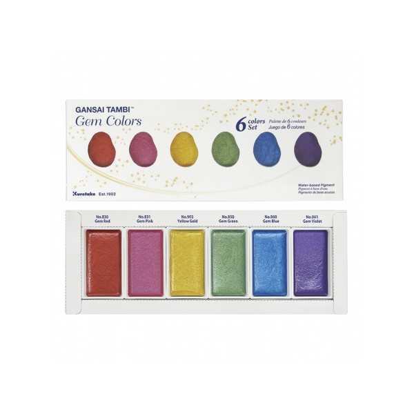 Set Acuarela Gansai Tambi Kuretake Tonos GEMA 6 Colores