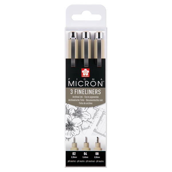 Pigma Micron Set de 3 Rotuladores Calibrados (02, 04 y 08)