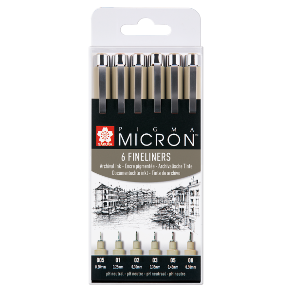 Pigma Micron Set de 6 Rotuladores Calibrados