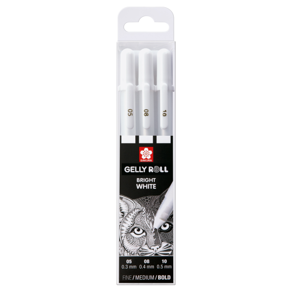 Set de 3 Bolígrafos Gelly Roll Blanco (05, 08, 10)