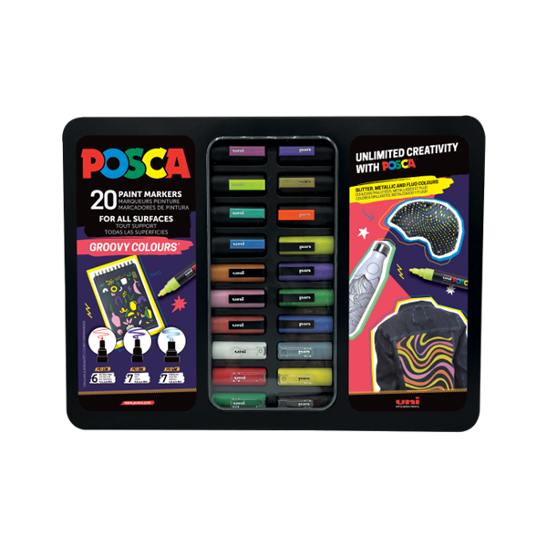 POSCA Set Groovy 20 colores en estuche metálico