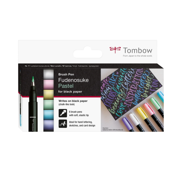 TOMBOW Fudenosuke Rotulador caligrafía 6 color pastel