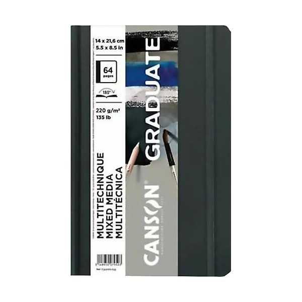Cuaderno Canson Graduate Mix Media Fino 220gr. GRIS 14x21,6cm.