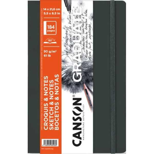 Canson Graduate Sketch Book 90gr. Tapa Blanda Gris OSCURO