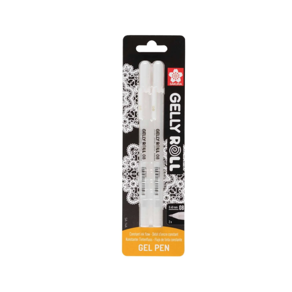 SAKURA Gelly Roll 08 Juego 2 boligrafos Blanco