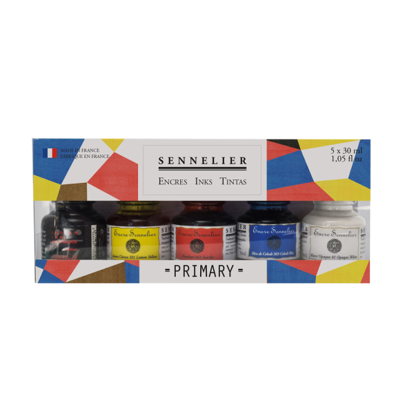 SENNELIER TINTAS DE DIBUJO COLORES PRIMARIOS 5 X 30 ml.