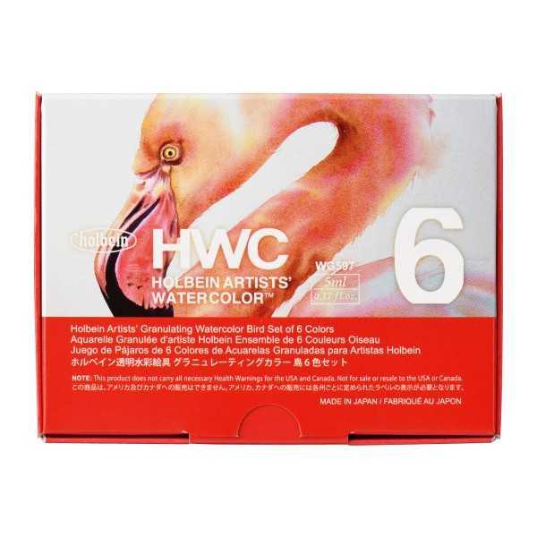 HOLBEIN Set de Acuarela 6 Colores Granulados 5ml. PAJAROS