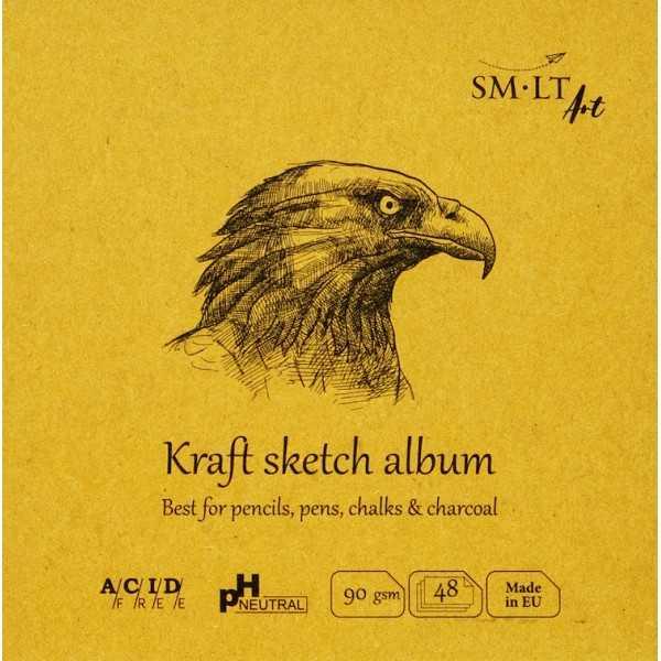 SM·LT Álbum Cosido Apertura 180º DIBUJO KRAFT 14x14cm. 90gr. 48 Hojas