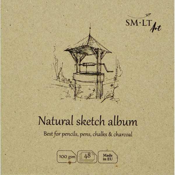 SM·LT Álbum Cosido Apertura 180º BOCETOS NATURAL 14x14cm. 100gr. 48 Hojas