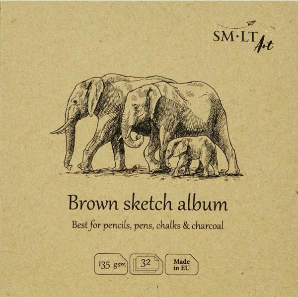 SM·LT Álbum Cosido Apertura 180º PAPEL MARRÓN 14x14cm. 135gr. 32 Hojas