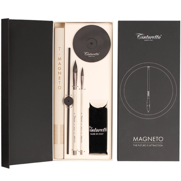 TINTORETTO Kit Expositor T-Magneto Serie 477 + 2 Pinceles Magneto 1477/0 y 1477/6