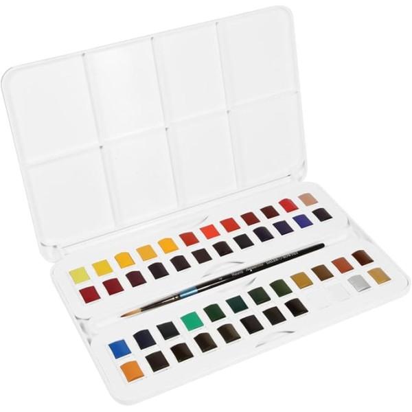 Daler-Rowney Aquafine Caja de Acuarela 48 Medio Godets