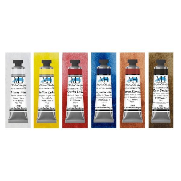 Set Acuarela Michael Harding 6 Tubos 15ml.  Primary Set