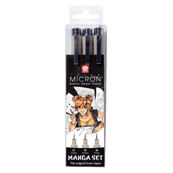 Pigma Micron Set de 3 Rotuladores Calibrados (01, 05 y 08) MANGA SET