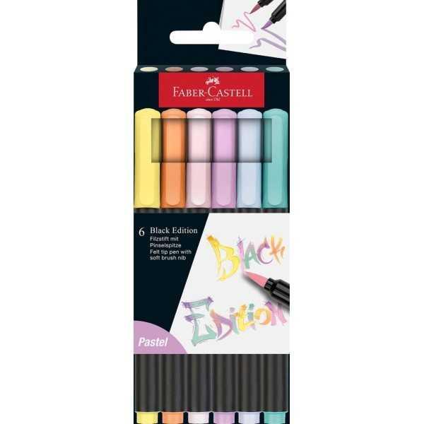 Rotuladores con Punta de Pincel Black Edition Pastel 6 Colores