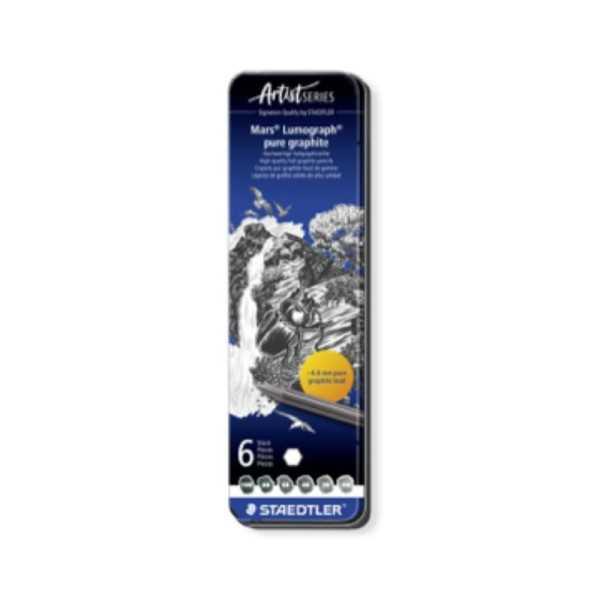 Set 6 Staedtler Mars® Lumograph® Pure Graphite 100G – Lápiz de Grafito Puro