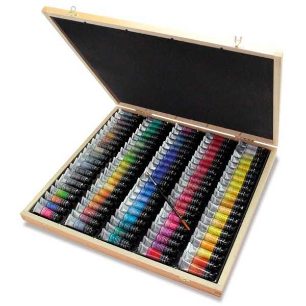 Sennelier Acuarela L’Aquarelle 125 Aniversario – Caja de Madera con 98 Tubos de 10 ml (Gama Completa)