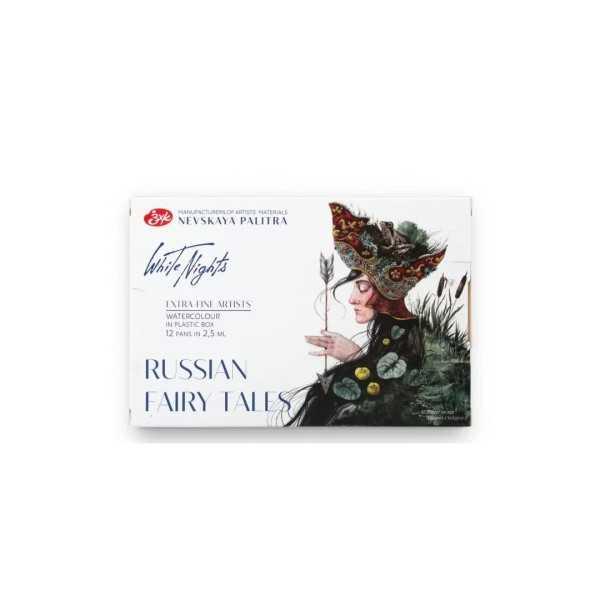 Acuarela White Nights Set RUSSIAN FAIRY TALES caja acuarela 12 godets