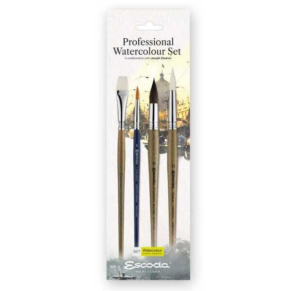 Escoda Professional Watercolour Set – 4 Pinceles Acuarela Serie 8724