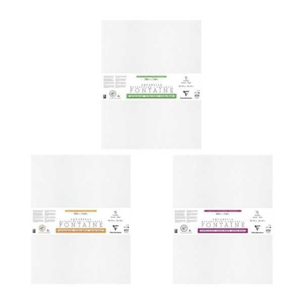 Fontaine® Extra Blanc Papel de Acuarela 100% Algodón 300 g – Bolsa de 5 Hojas 56x76xm