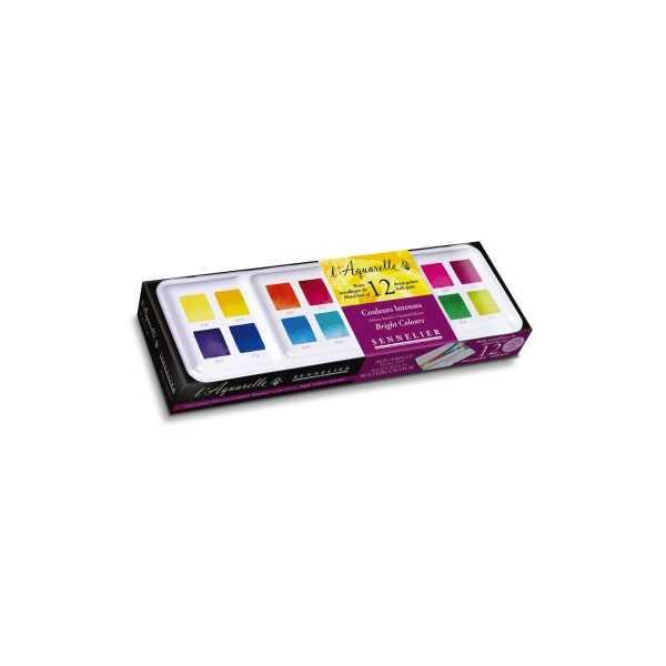 Sennelier Caja metal 12 medias godet COLORES INTENSOS