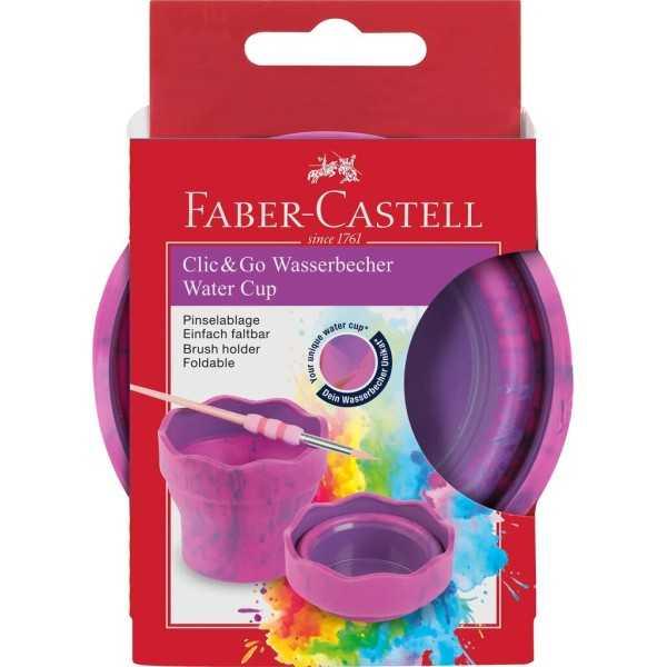 Vaso Plegable Faber-Castell Clic&Go Fucsia Marble