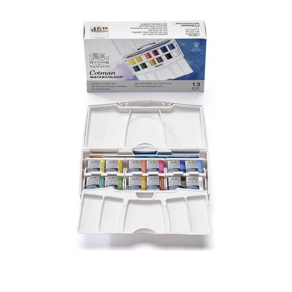 Winsor & Newton Cotman Pocket Plus Caja de Acuarela 12 Medios Godets