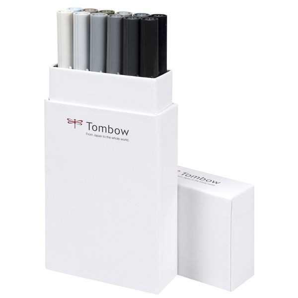 Rotuladores Tombow ABT 12 colores Grises