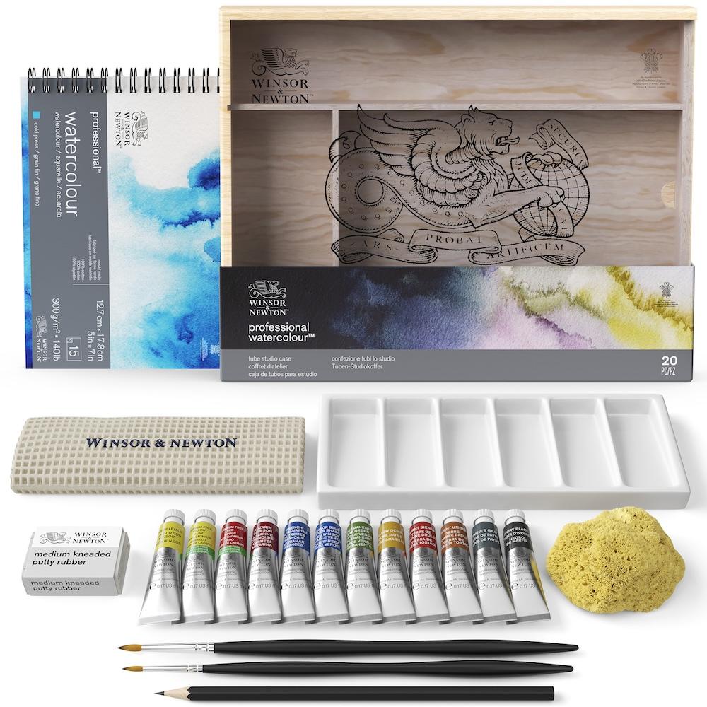 Winsor & Newton Professional Watercolour Studio Case 12 Tubos 5 ml con Accesorios