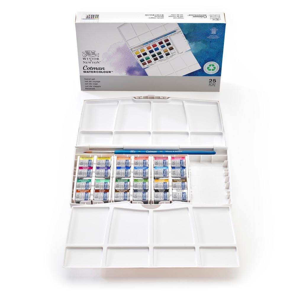 Winsor & Newton Cotman Painting Plus Box Caja de Acuarela 24 Medios Godets