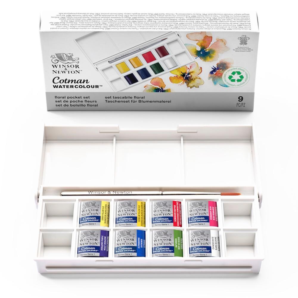 Winsor & Newton Cotman Floral Set de Bolsillo Acuarela 8 Medios Godets