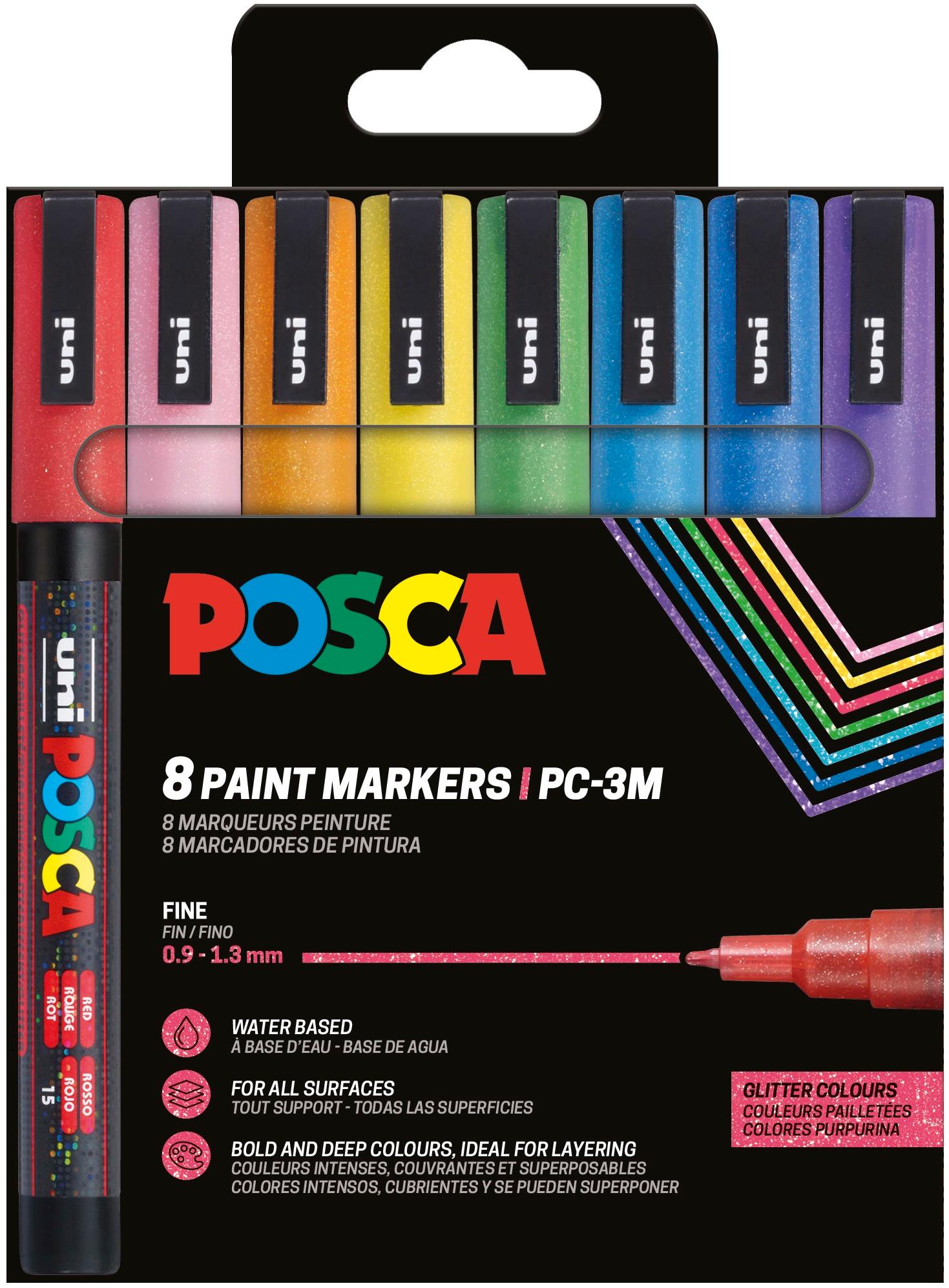 POSCA Set PC-3M Purpurina 8 rotuladores 0,9-1,3 mm