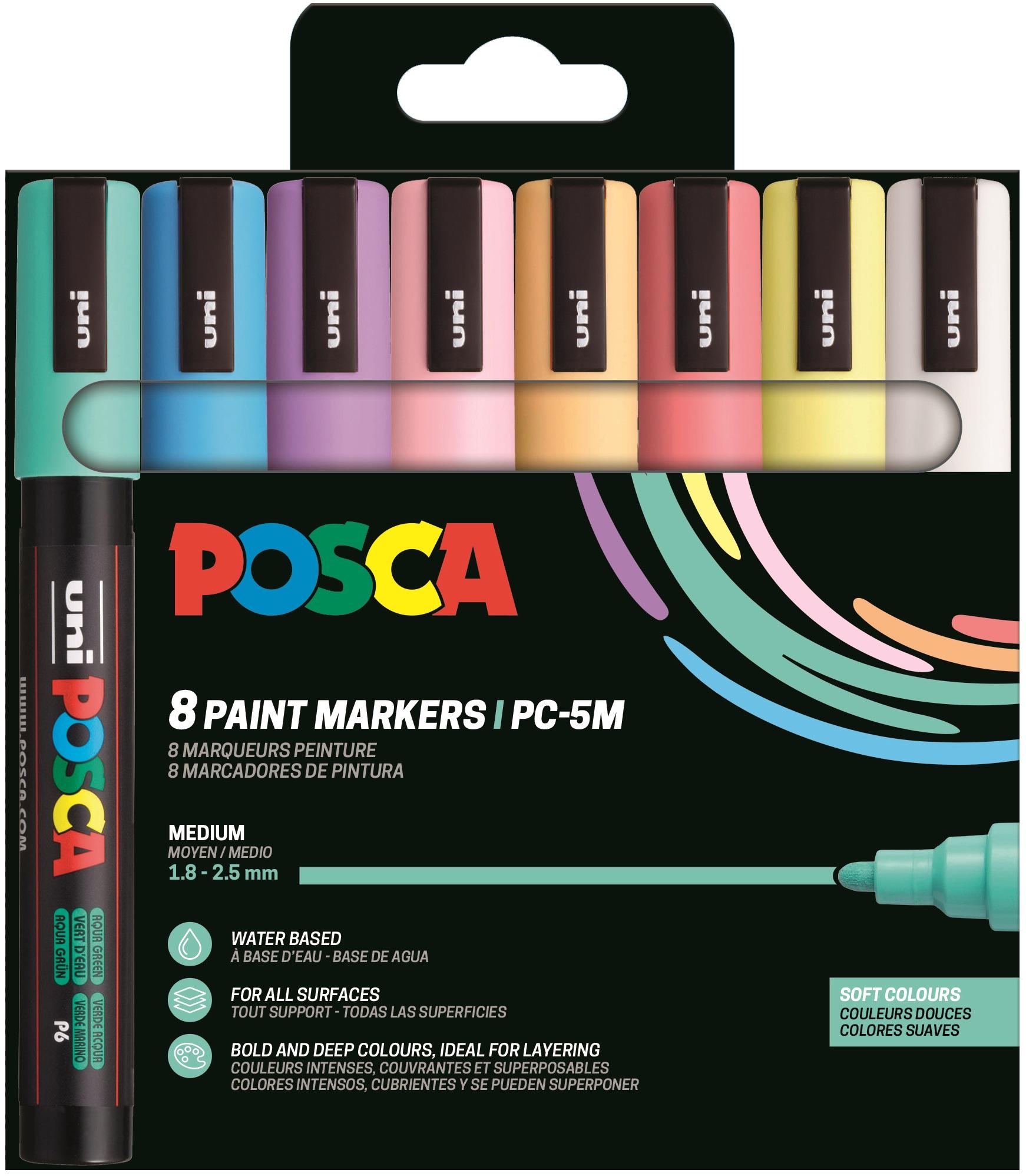 POSCA Set PC-5M Colores Suaves 8 rotuladores 1,8-2,5 mm