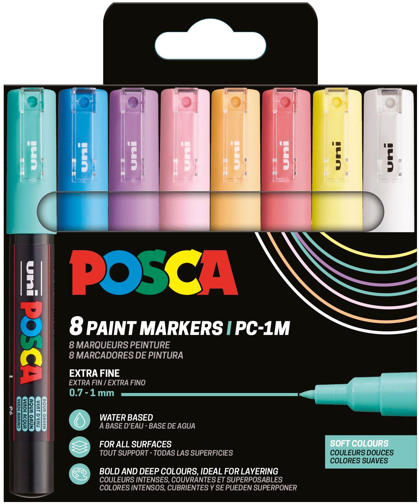 POSCA Set PC-1M Colores Suaves 8 rotuladores 0,7-1 mm