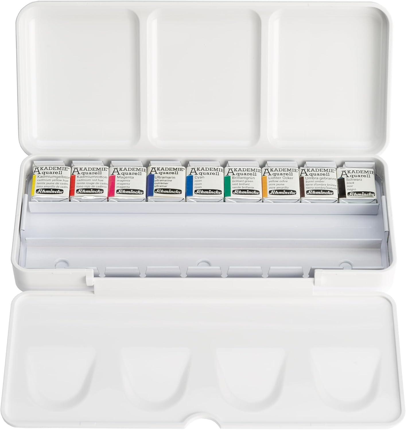 Schmincke Akademie Aquarell Caja de Acuarelas 9 Medios Godets