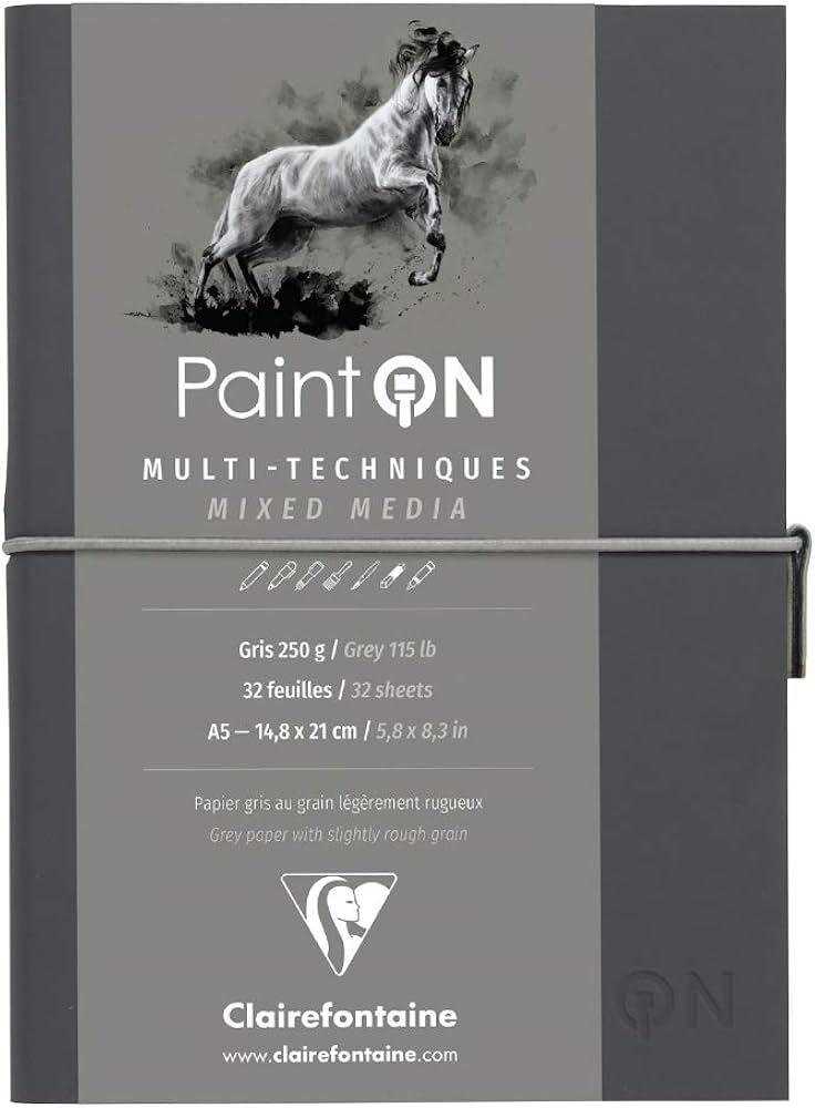 Clairefontaine Paint’ON Cuaderno Cosido Multitécnica Gris A5 250 g/m²