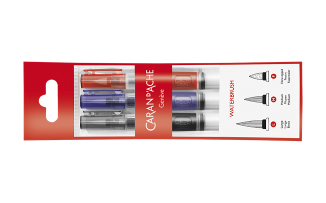 Caran d’Ache Set de 3 Pinceles con Depósito de Agua