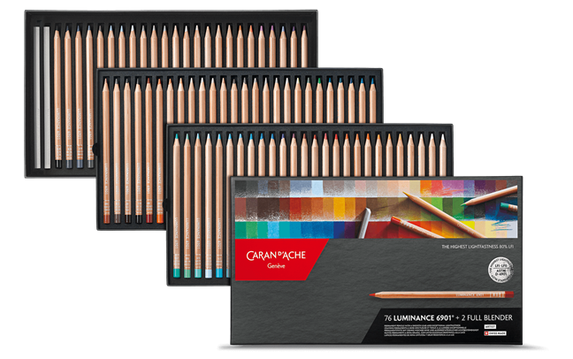 Caran d’Ache Luminance 6901 Caja de 76 Lápices de Colores + 2 Full Blender