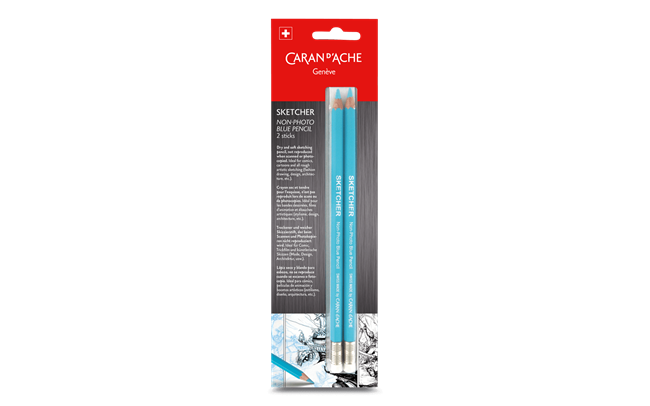 Caran d’Ache Sketcher Non-Photo Blue Lápiz Azul para Boceto — Blíster 2 Unidades