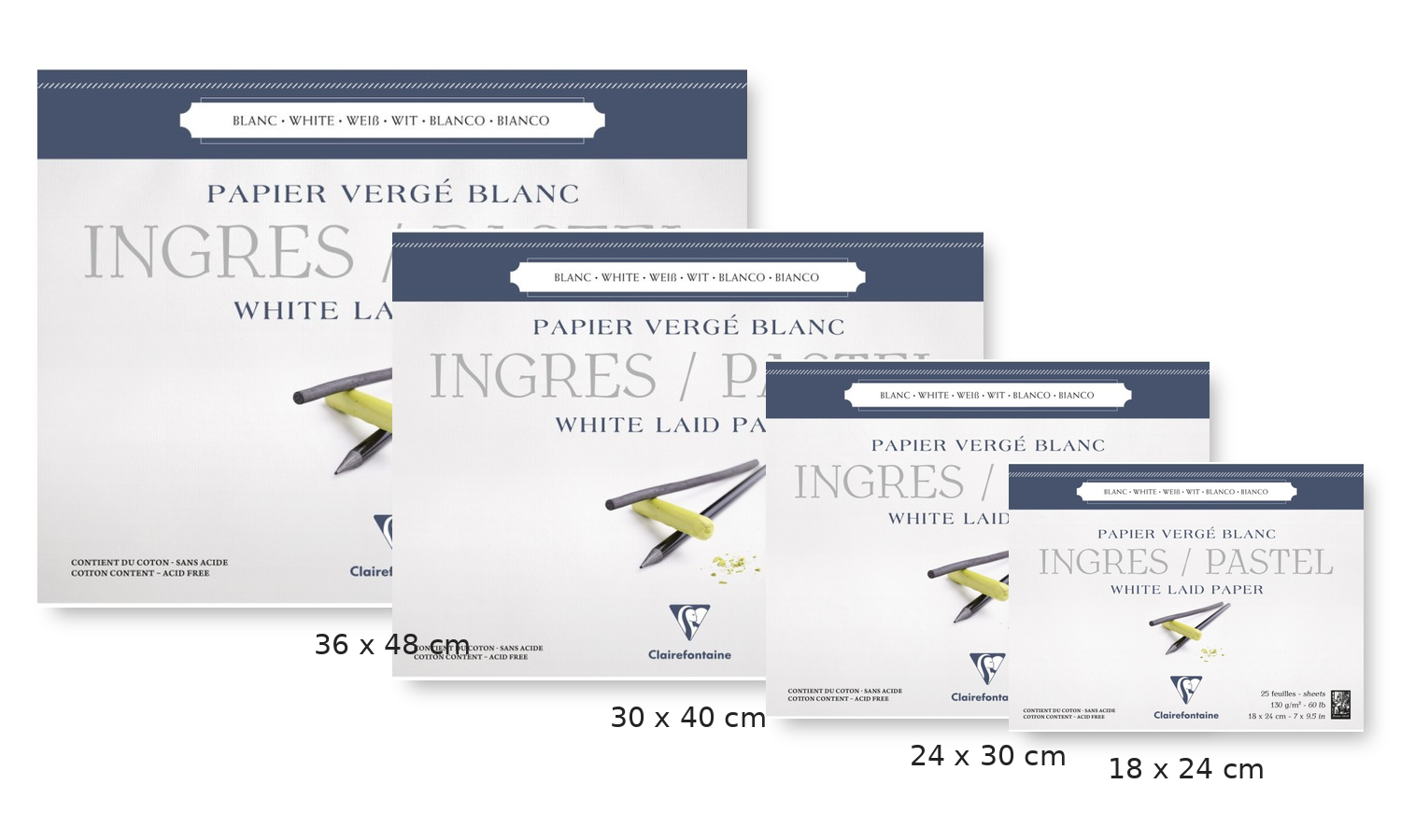 Clairefontaine Ingres Pastel Bloc Encolado Papel Blanco 130 g/m²