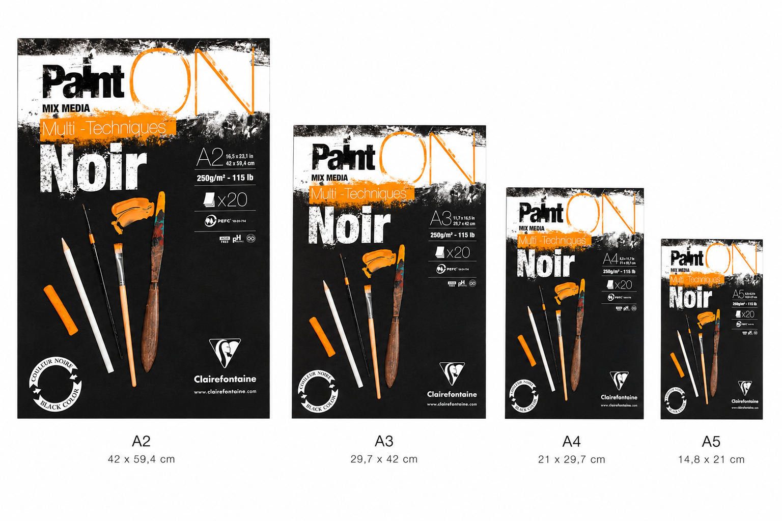 Clairefontaine Paint’ON Bloc de Papel Multitécnica Negro 250 g/m²