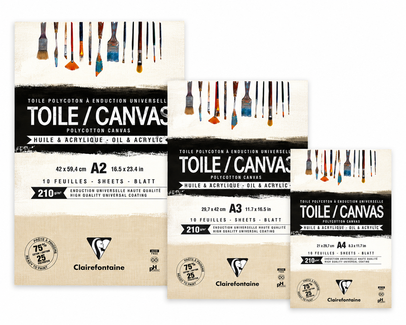 Clairefontaine Grain de Sable Tela para Pintar Polycotton Natural 210 g/m²