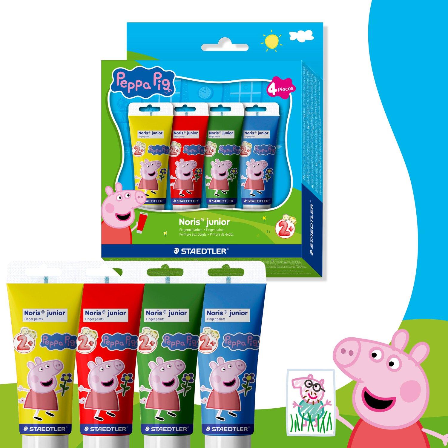STAEDTLER Noris Junior Pintura de Dedos Peppa Pig – Caja de 4 Tubos
