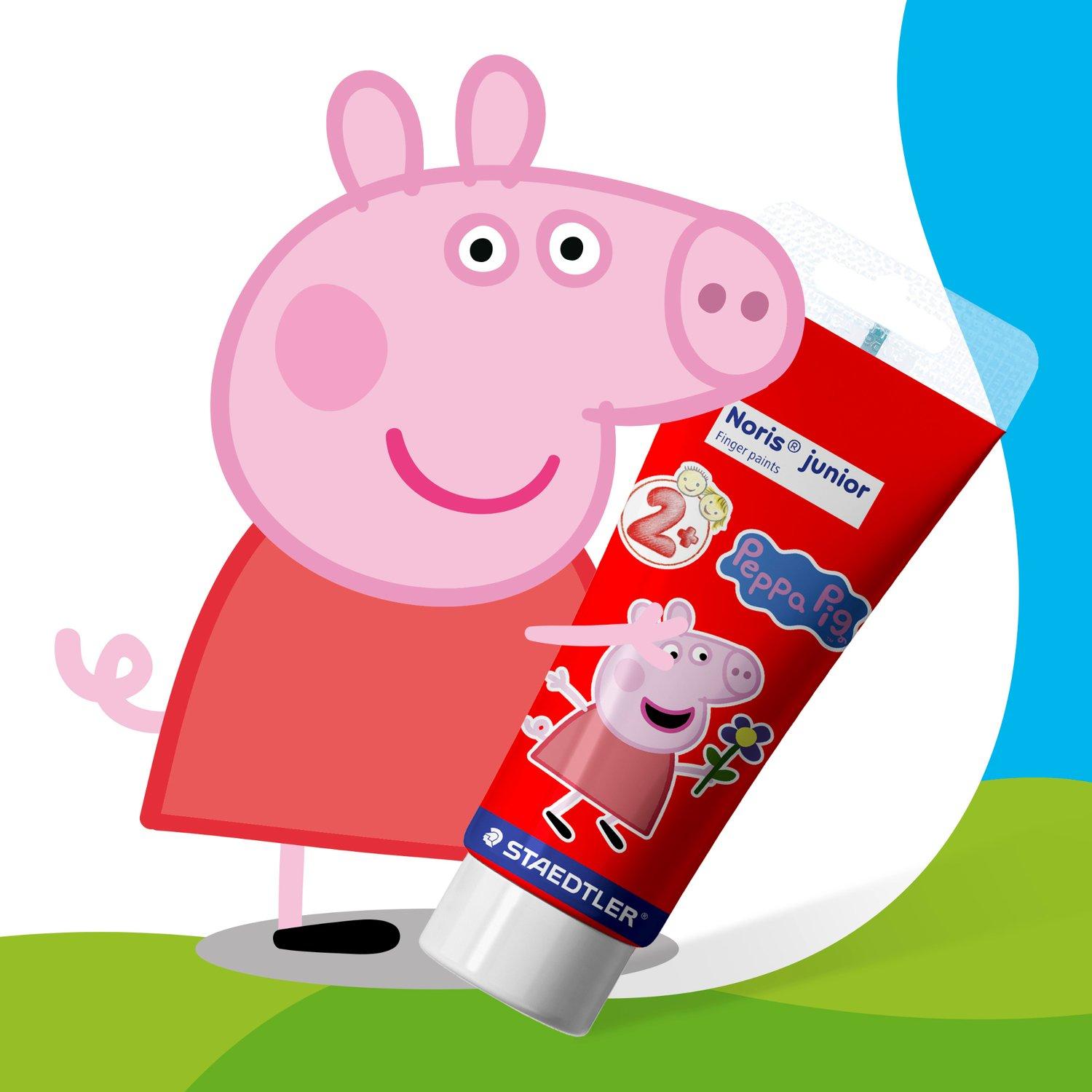 STAEDTLER Noris Junior Pintura de Dedos Peppa Pig – Caja de 4 Tubos